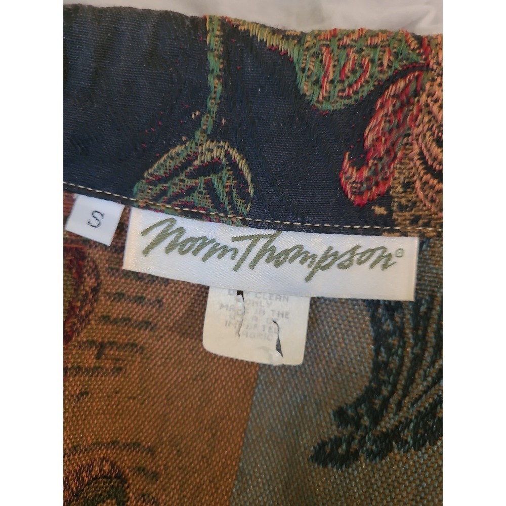 Vtg. Norm Thompson boho black textured floral jean style jacket Women SZ S - Picture 5 of 11